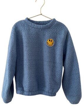Lola + The Boys Girls Blue Sherpa Smiley Face Sweatshirt & Jogger Set Size 6